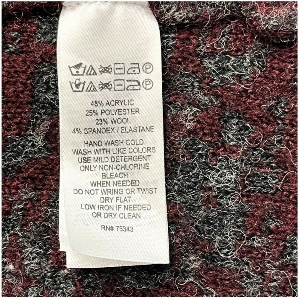 Ellen Tracy Wool Blend Sweater Cardigan Sz L Textured Red Gray One‎ Button Front - Picture 5 of 7